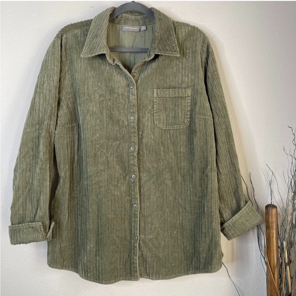 Croft & Barrow Corduroy Shacket /Jacket  Seafoam Green Button down  / XL - Picture 5 of 15